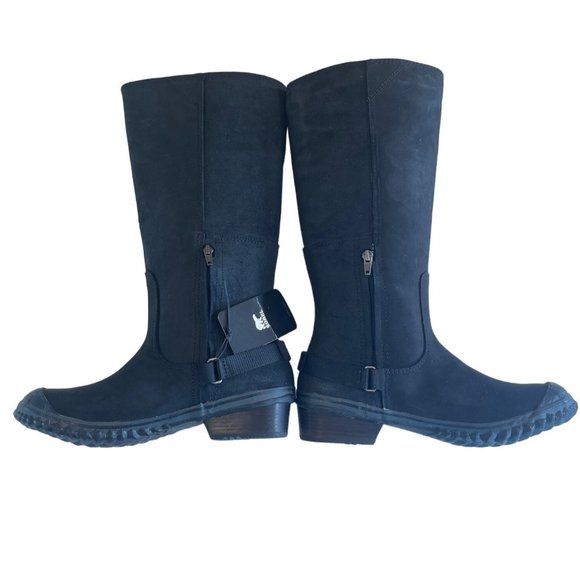 NWT Sorel Grill Slimboot Tall Leather Riding Boots Waterproof Snow Black Buckle - Picture 3 of 14